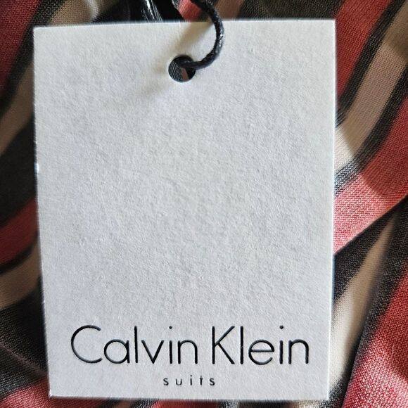 NWT Calvin Klein Size XL SLVLS Striped Blouse XL, White/Red/Black Career Layer - Picture 10 of 11